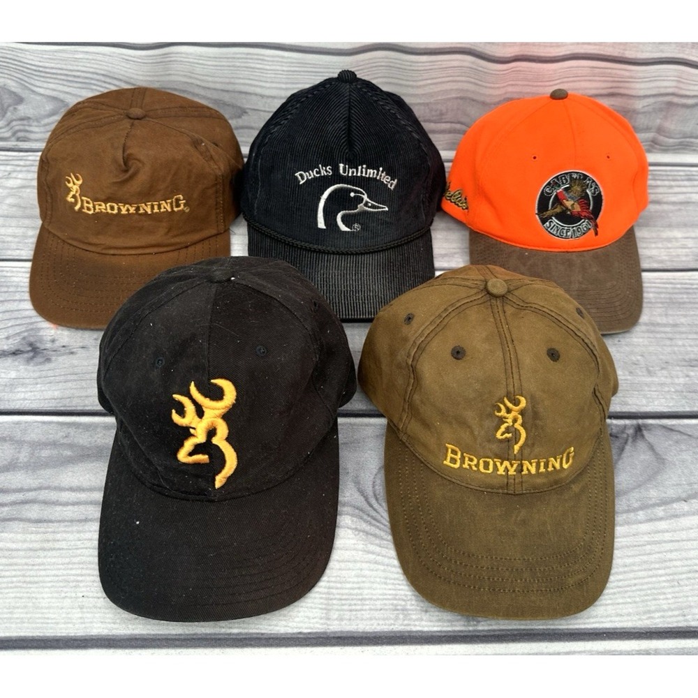 LOT OF 5 VINTAGE HUNTING HATS BALL CAPS‎ - BROWNING CABELA'S DUCKS UNLIMITED *2